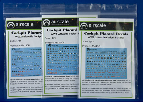 Airscale WWII Luftwaffe Cockpit Placard Decals 1:24, 1:32, 1:48