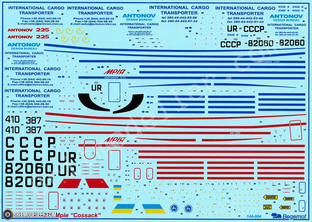 Details about   Antonov An-225 CCCP-480182  decal 1\144 decal 